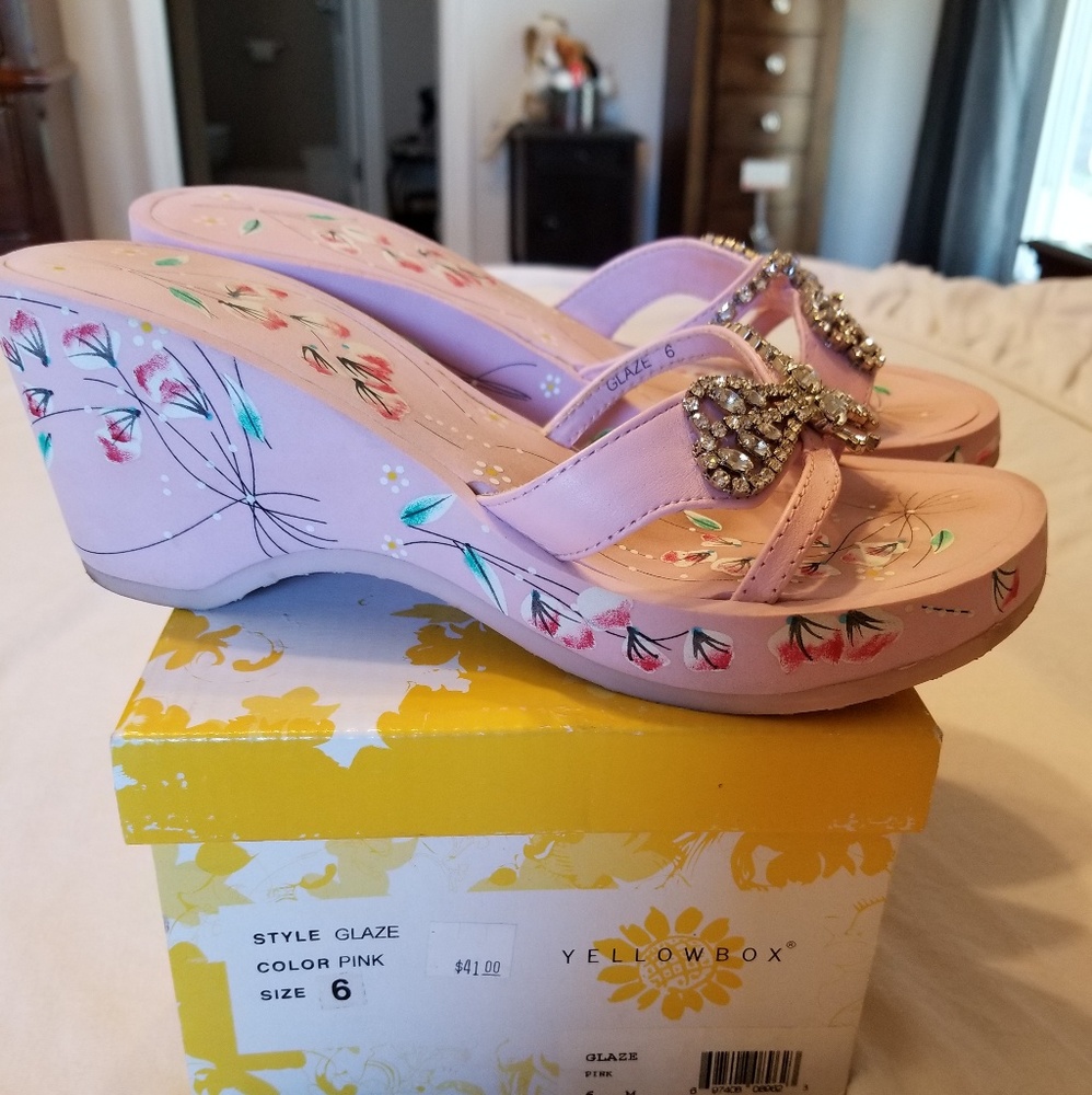 Yellow Box wedge sandals